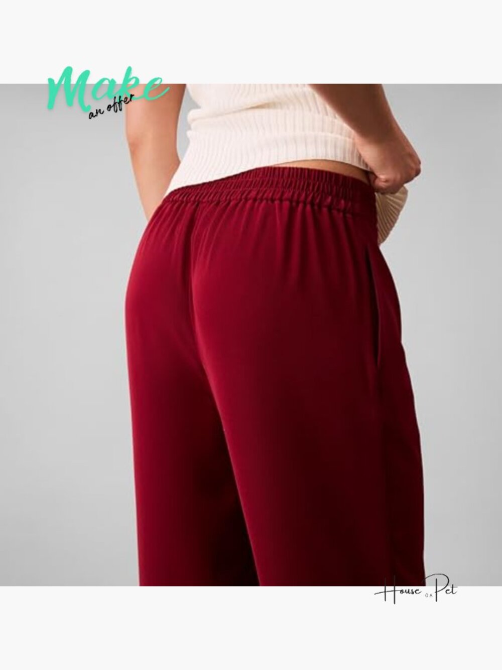 Calvin Klein Crepe Wide Leg Trouser, Elastic Waist, Pull-On Work Pants XS - Picture 4 of 5